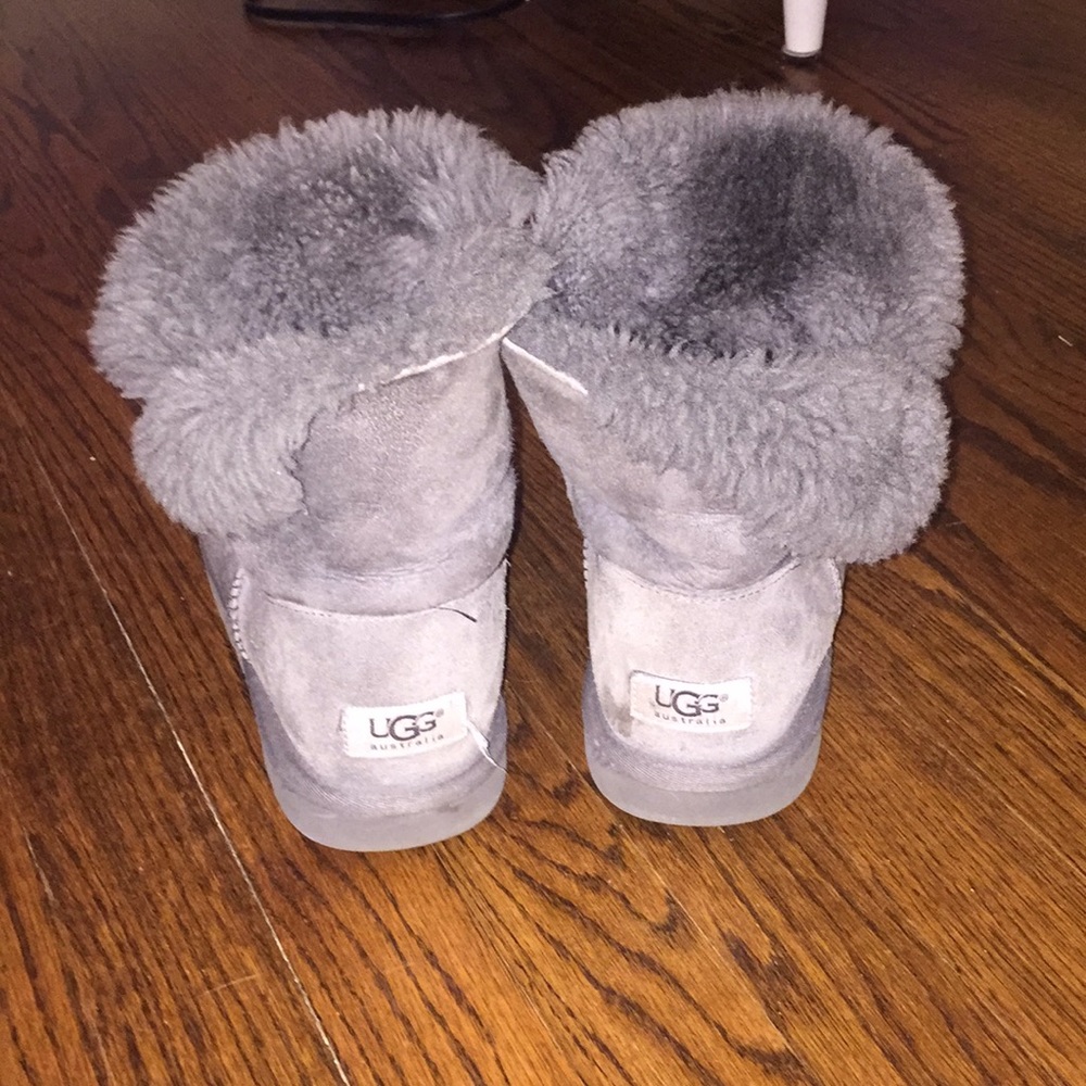 Gray Single Button Ugg Boots